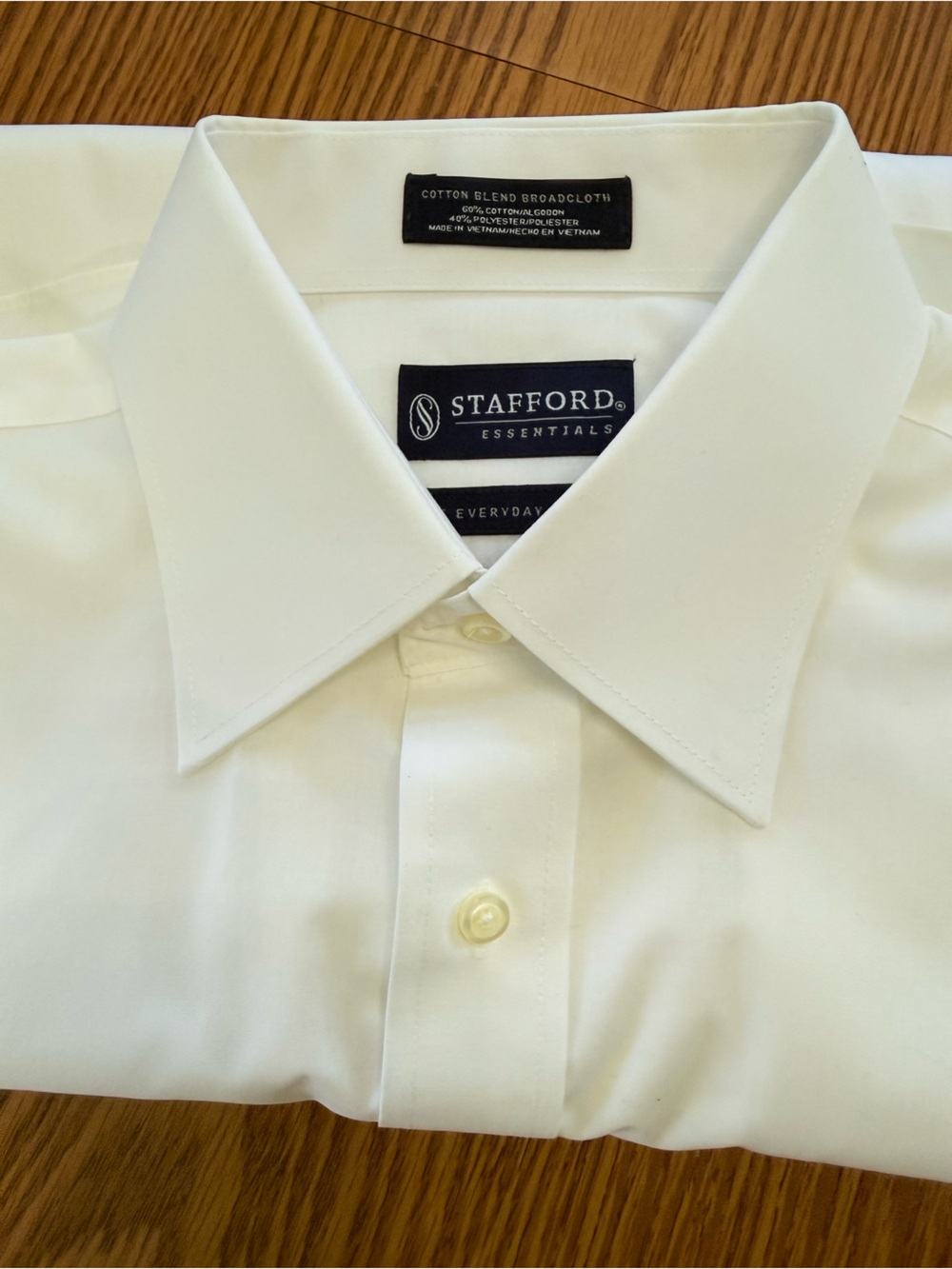 VTG Pointy Collar - White Stanford Essentials Dress Shirt - 17 - 34/35